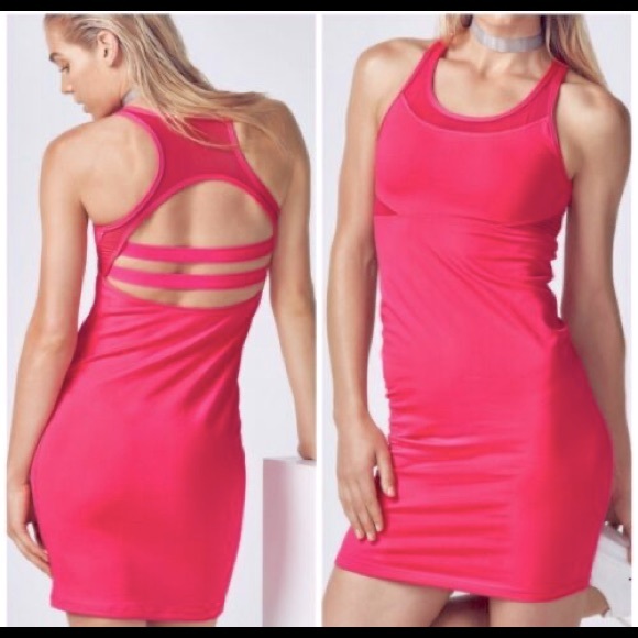 Fabletics Hot Pink Dress with Straps in Back   Racer Back Size Large - Picture 1 of 7
